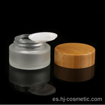 5g 15g 30g 50g 100g envases cosméticos al por mayor crema para la cara frosted vidrio transparente Jar con tapa de bambú